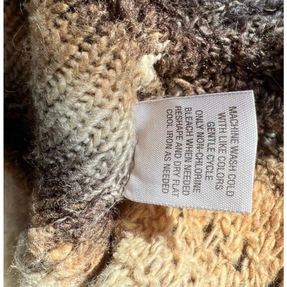 Black, Cream, Gray Open Front Neutral Striped Knit Crochet Cardigan Sweater 1X - Picture 9 of 10